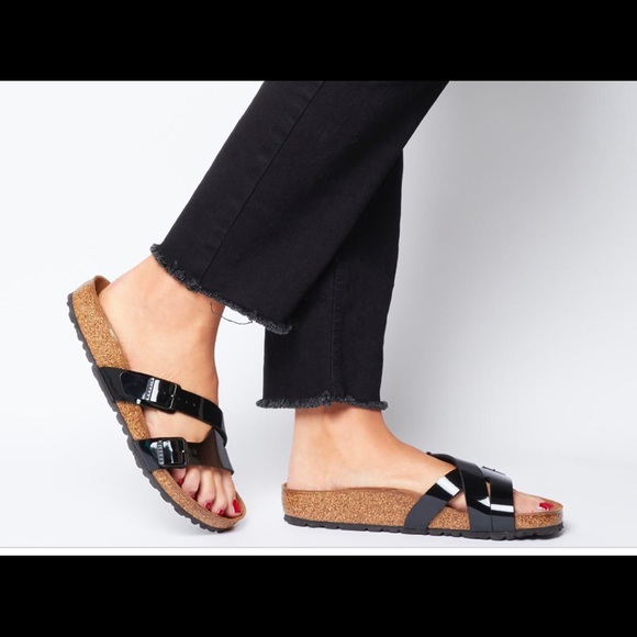 birkenstock yao black patent